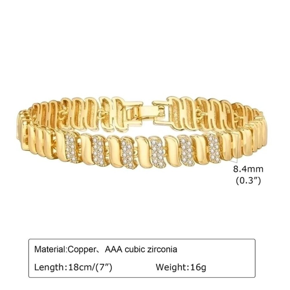 #066 18K Gold Plated Elegant Shiny Inlay Zircon Bracelets